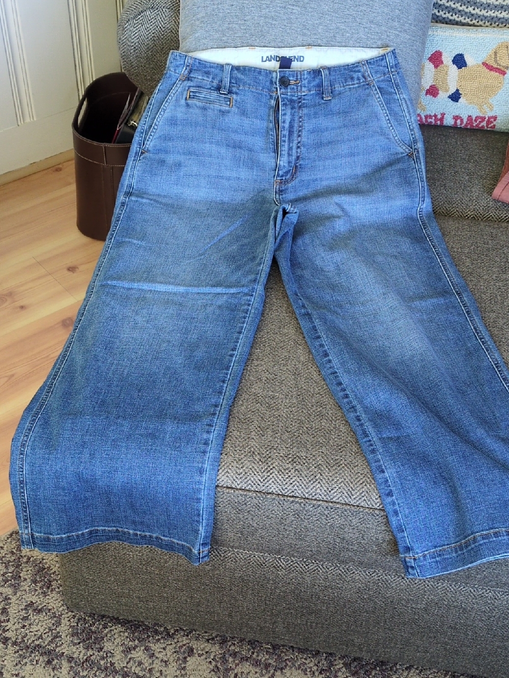 Lands' End Mid Rise Wide Leg Ankle Jeans